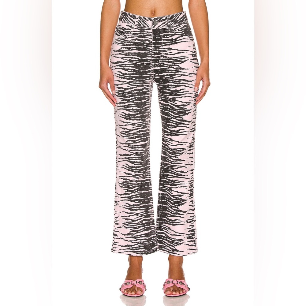 GANNI TIGER STRIPE LIGHT LILAC PANTS SIZE. 26 NWT
